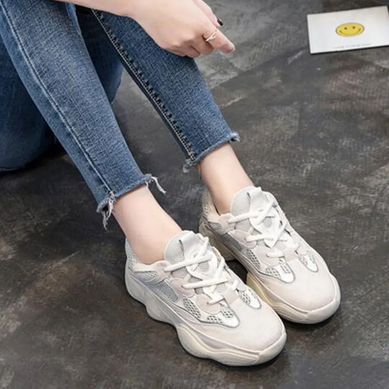 2018 INS Women Summer Flats platform sneakers fashion mesh Breathable Thick soled shoes female vulcanize shoes Lightweight M620 Women's Shoes