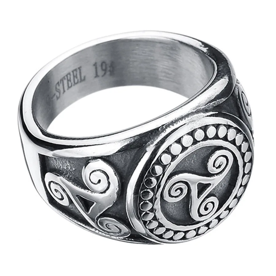 HOBBORN, винтажное мужское кольцо с волком, 316L, нержавеющая сталь, трискель, Трискелион, Эллисон, Argent, печатка, женские кольца, ювелирные изделия в стиле хип-хоп - Цвет основного камня: Silver