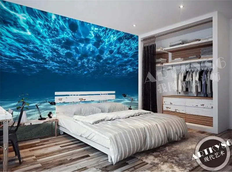 3d room wallpaper custom murals non woven wall sticker dark blue sea