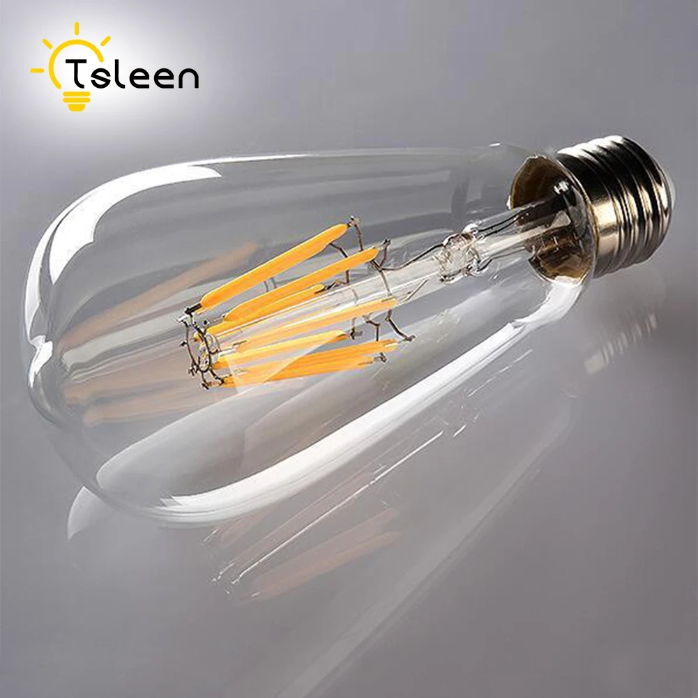 TSLEEN regulable G45 A60 ST64 ahorro de energía Edison filamento COB bombilla LED E27 E26 claro Retro Luz de la lámpara Led 8 W 16 W