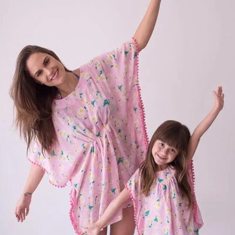 Модное детское платье-накидка для маленьких девочек пляжная одежда сарафан бикини с цветами и кисточками