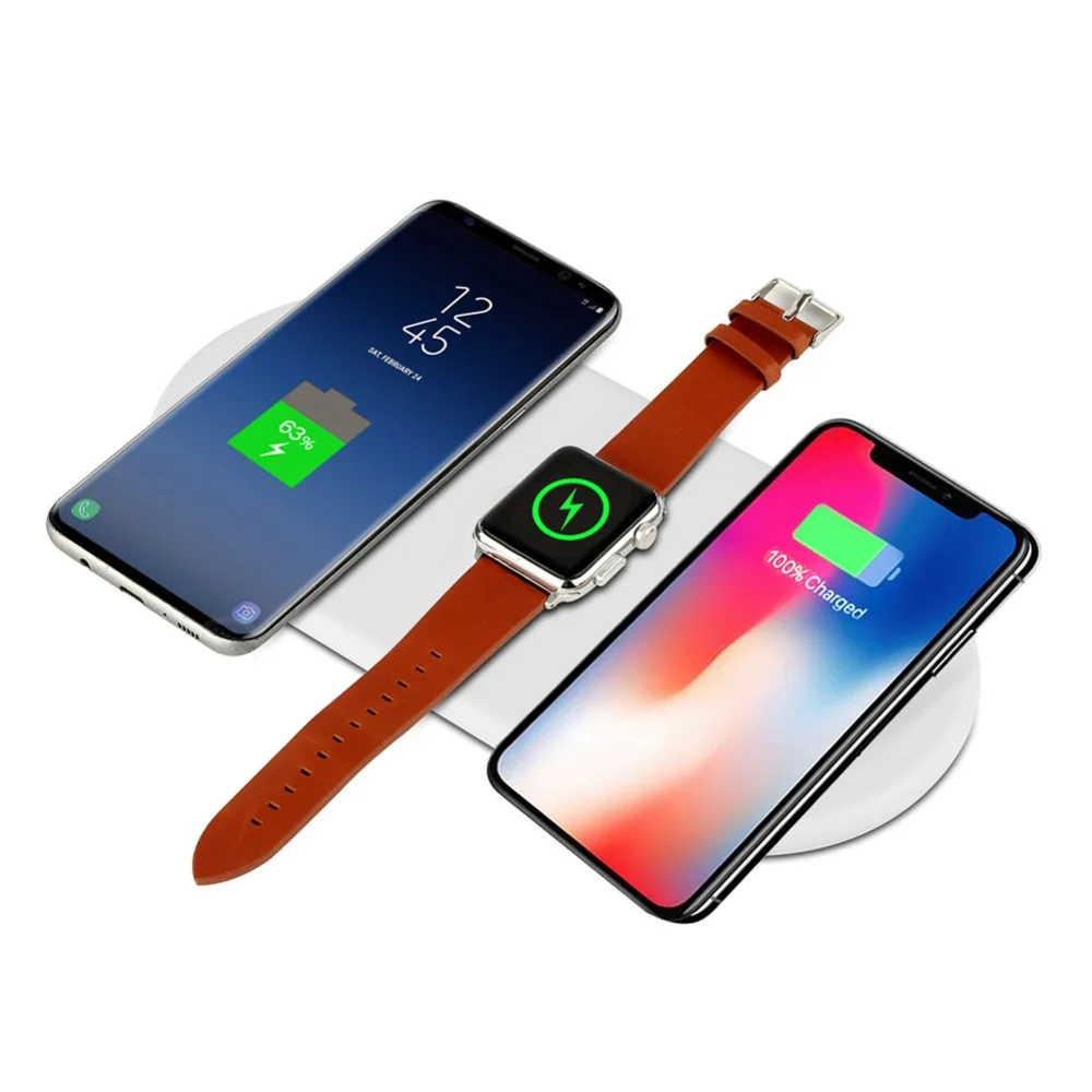 

3 in 1 Wireless Charger For iPhone X 8 Plus Samsung S8 S9 S7 10W Quick Charge Fast Wireless Charging Pad For apple watch 3 2 1