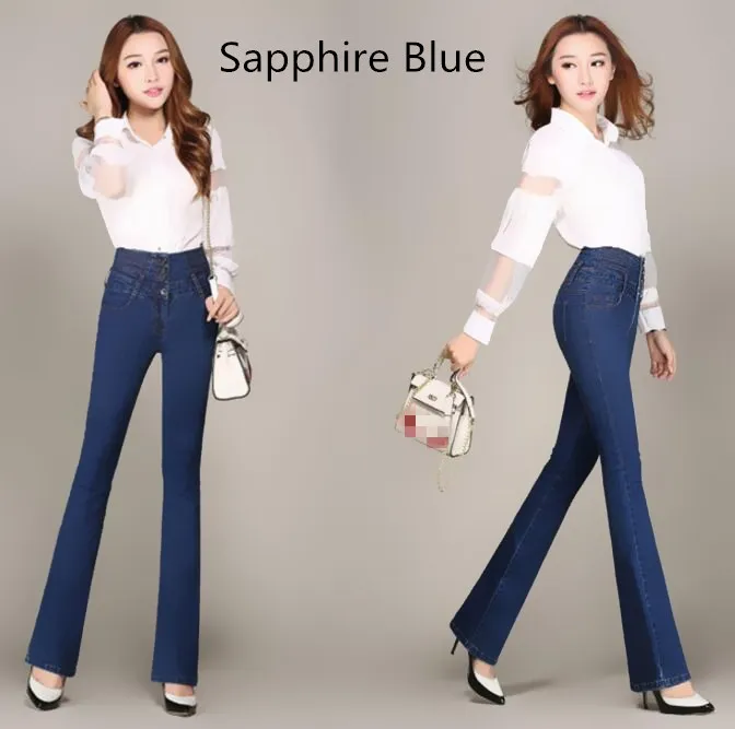 YY новые модные брюки женские Корейская Высокая талия однотонные однобортные передние карманы на молнии тонкие расклешенные джинсы
