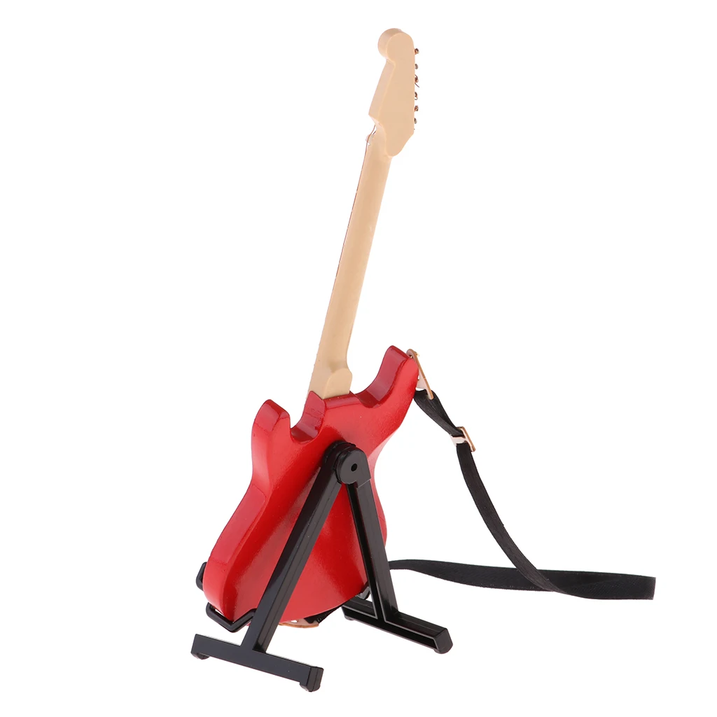 18 см кукольный домик миниатюрная деревянная гитара с подставкой модель для 1/6 BJD Кукла аксессуар красный
