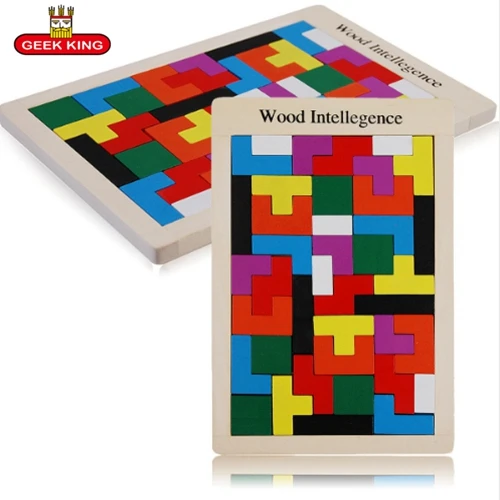 

GEEK KING 2-4Years Wooden Puzzles Toy Tangram Brain Teaser Puzzle Toys Tetris Game Educational Kid Jigsaw Board Toy Gifts