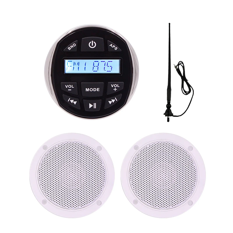 

Marine Audio Radio Bluetooth USB Mp3 Player FM AM ATV UTV Music Sound System 5.25"Waterproof Motorcycle Boat Speaker+ Antenna