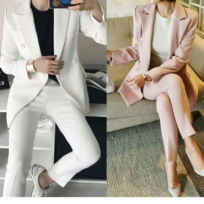 

Suit 2019 autumn and winter new Korean white suit nine pairs of pants two sets of business suits suits