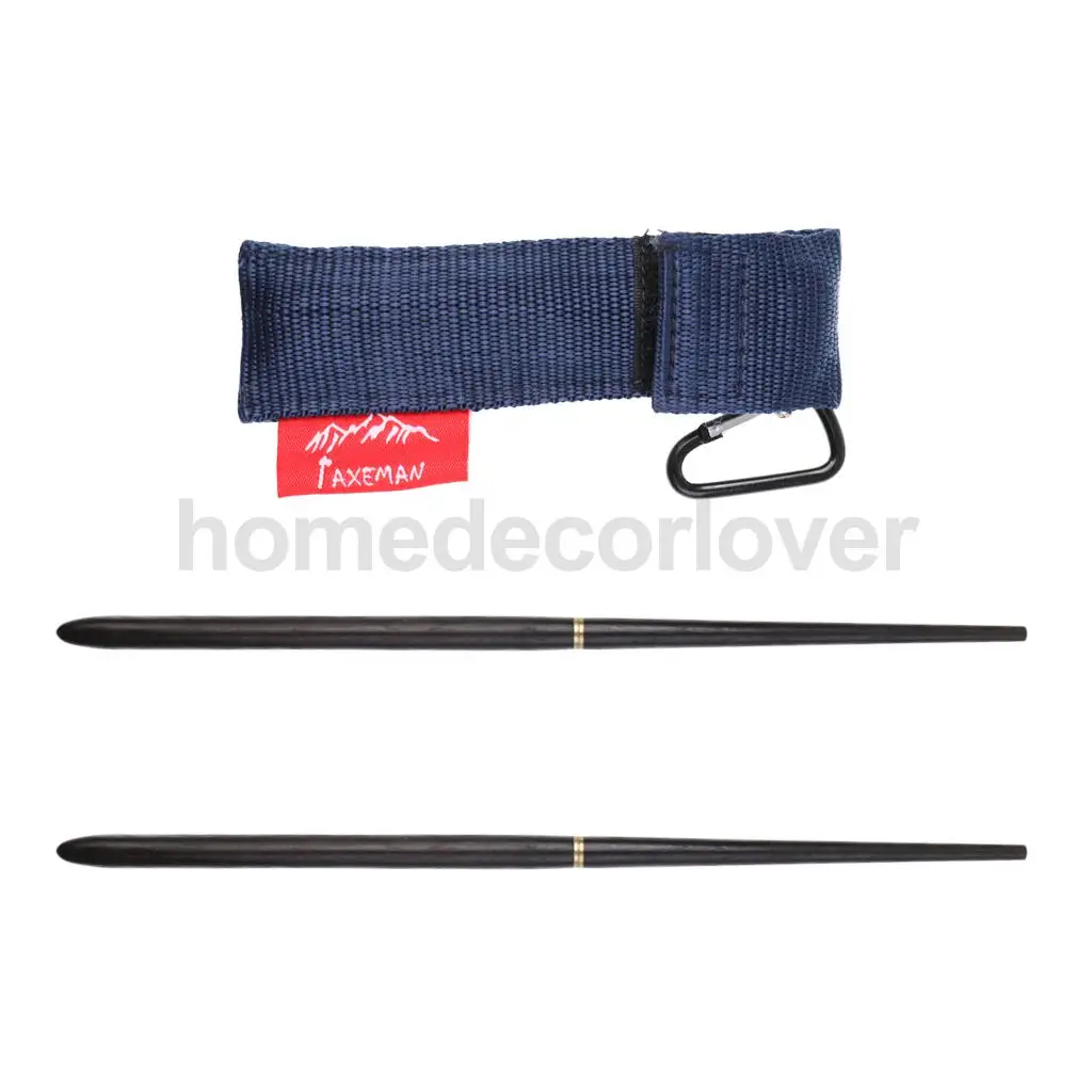 Camping Backpacking Picnic Outdoors Ebony Wood Chinese Foldable Folding Wooden Chopsticks Tableware Cutlery Set with Pouch