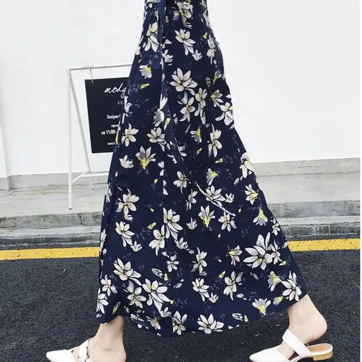 

New summer short skirt flower chiffon floral sling multi-function deformation casual skirt beach long flower skirt easy to wear