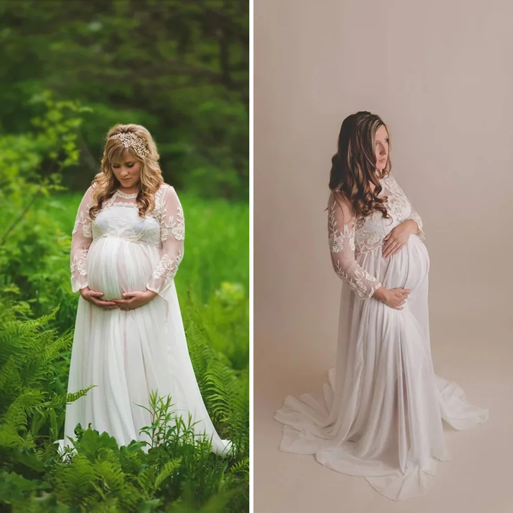 Платье для беременных; реквизит для фотосессии; белое кружевное сексуальное Макси-платье; элегантное кружевное платье для фотосессии для беременных женщин