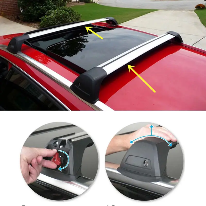 2SilveryAluminumCrossBarRoofCargoLuggageRackForHONDACIVIC