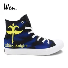 Вэнь граффити вулканизируют обувь для мужчин толстая подошва шнуровка без каблука код Geass белый рыцарь Ручная роспись холст спортивная