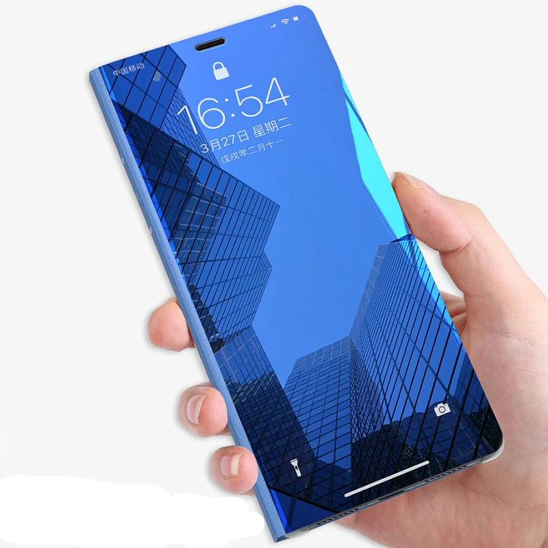 

360 Full Cover Clear View Mirror Luxury Leather Flip Wallet Stand Case For iphone X Xr Xs Max 6 6s 7 8 Plus Flip Case Cover