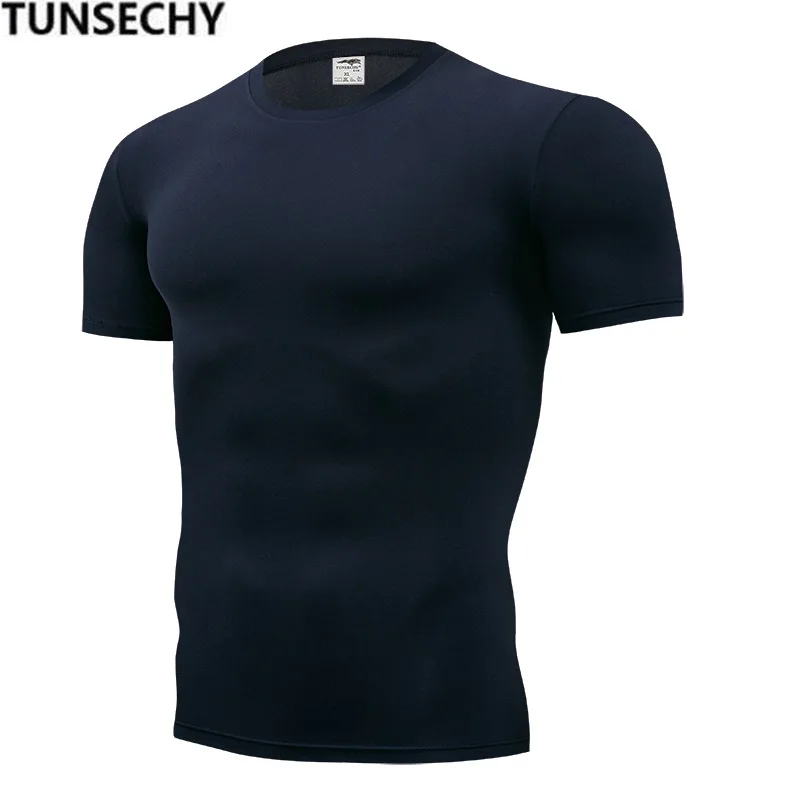 Мужская модная футболка, мужская повседневная облегающая футболка с коротким рукавом, простая Спортивная футболка