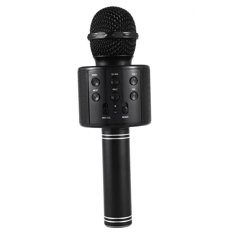 Беспроводной караоке микрофон Портативный Bluetooth мини домашний KTV для воспроизведения музыки и пения динамик плеер селфи телефон ПК - Цвет: Black