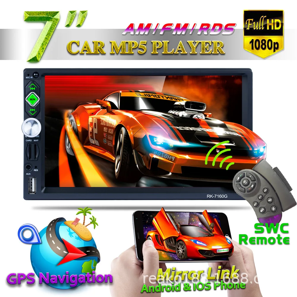 7 ''1080 P сенсорный автомобильный MP5 плеер Bluetooth USB TF AM FM RDS автомобильный аудио стерео Мультимедиа Видео камера заднего вида gps Navagation
