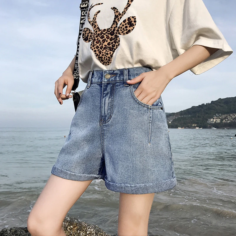 loose leg denim shorts