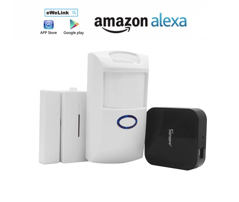 

Sonoff RF Bridge WiFi 433Mhz + PIR2 PIR Infrared Human Sensor + DW1 Door And Window Alarm Sensor For Smart Home by IOS Android