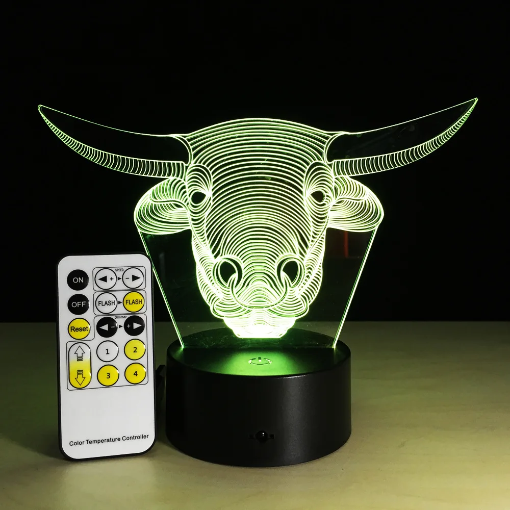 Buffalo Head Model 3D LED Night light 7 color changing Mood Night Lamp