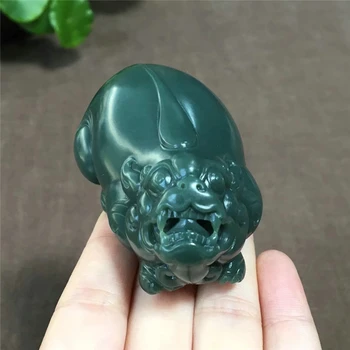 

Hetian jade stepping green hand-cranked pieces of fine-grained fine-grained three-dimensional carvings of Soviet-style hp22#