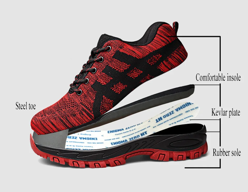 Мужская Рабочая обувь; Летняя Повседневная дышащая обувь со стальным носком; сетчатые ботинки с защитой от прокалывания; T177
