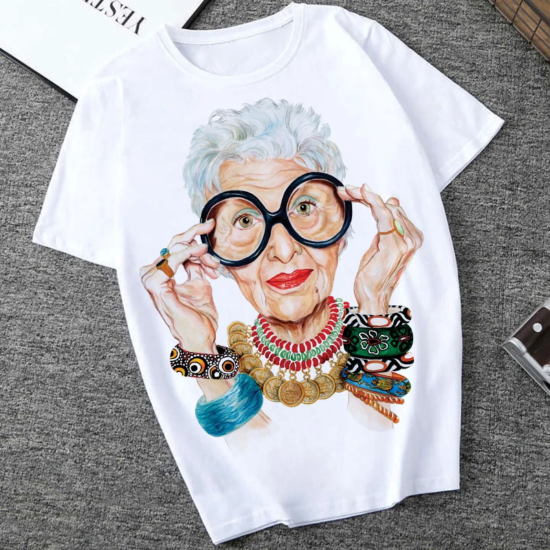 Large Size Women Summer Vogue Print Cartoon Art T-shirt Loose Casual Harajuku Streetwear Short Sleeve O-Neck Female T-shirt Tops