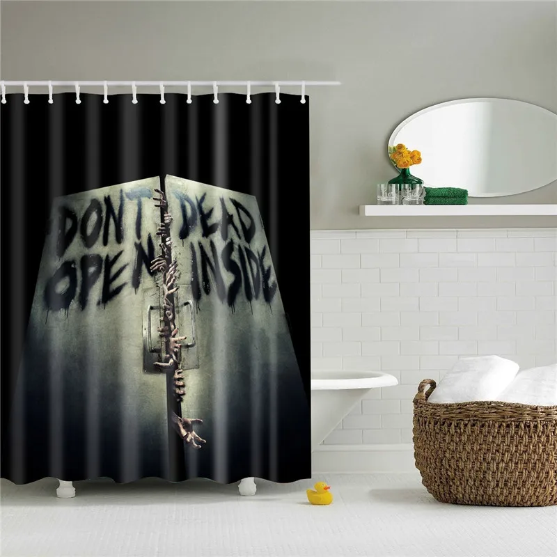 Хэллоуин ужас Душ шторы печать экран Ванная комната Водонепроницаемый 12 крючков полиэстер для ванной шторы украшение для дома - Цвет: TZ160942
