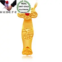 OMHXFC Европейская мода для женщин и мужчин унисекс подарок на день рождения Фортуна RUYI Циркон 24KT настоящее золото Шарм Кулон PN254