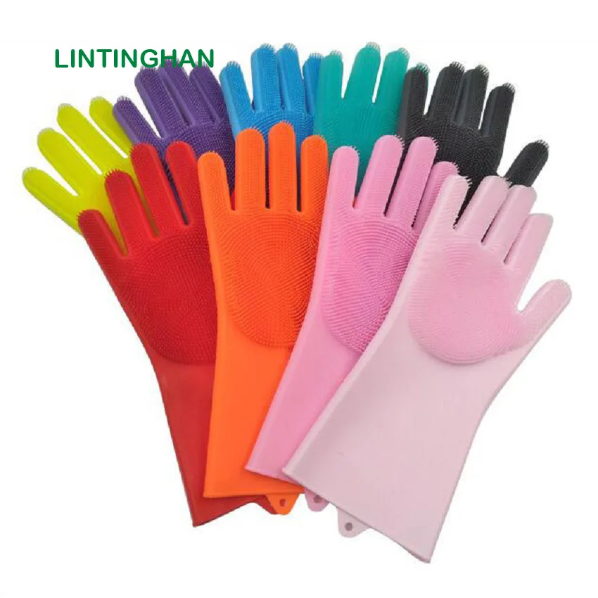

Gloves dishwashing artifact housework insulation silicone dishwashing gloves kitchen cleaning silicone brush spot