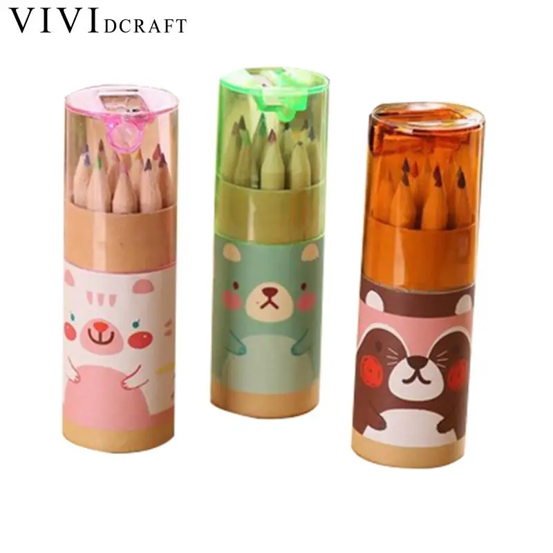 Vividcraft 12Pcs/box Korean Stationery HB Cute Bear Cartoon Mini