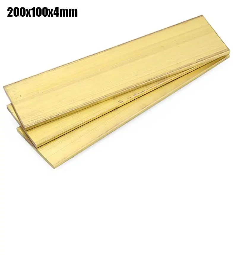 100x200x4mm high tenacity Brass Plate Rivet nut Thin slice Brass paper Block sheet 1 pieceplate