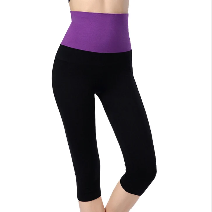 Рп03 хит спортивные женские обтягивающие цветные спортивные штаны капри быстросохнущие штаны для фитнеса - Цвет: Фиолетовый