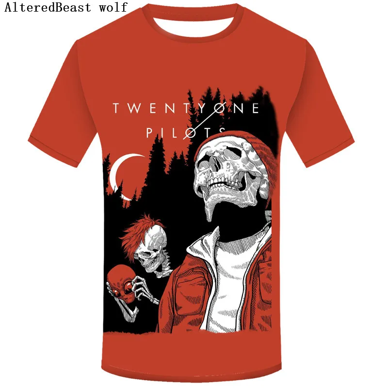 

Twenty One Pilots Summer New 3d Tee Shirt Homme Print Rock Band 3D Shirt Short Sleeved O-neck Hipster Men T-shirt