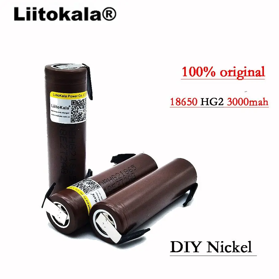 

10PCS LiitoKala Original for HG2 18650 3000mAh battery 3.6V discharge 20A dedicated electronic cigarette +DIY Nicke