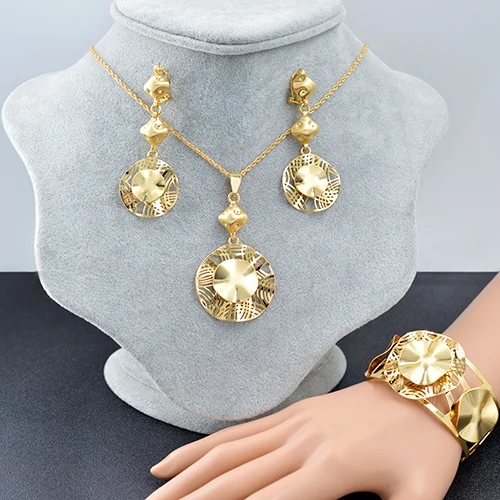 Sunny Jewelry модные украшения колье серьги Кулон Ювелирные наборы для женщин часы полые для вечерние, свадебные, повседневные - Окраска металла: Jewelry Set G