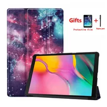 Ультратонкий чехол для samsung Galaxy Tab A 10,1 SM-T510 SM-T515 T510 T515, умный чехол-книжка из искусственной кожи, чехол для планшета+ пленка+ ручка
