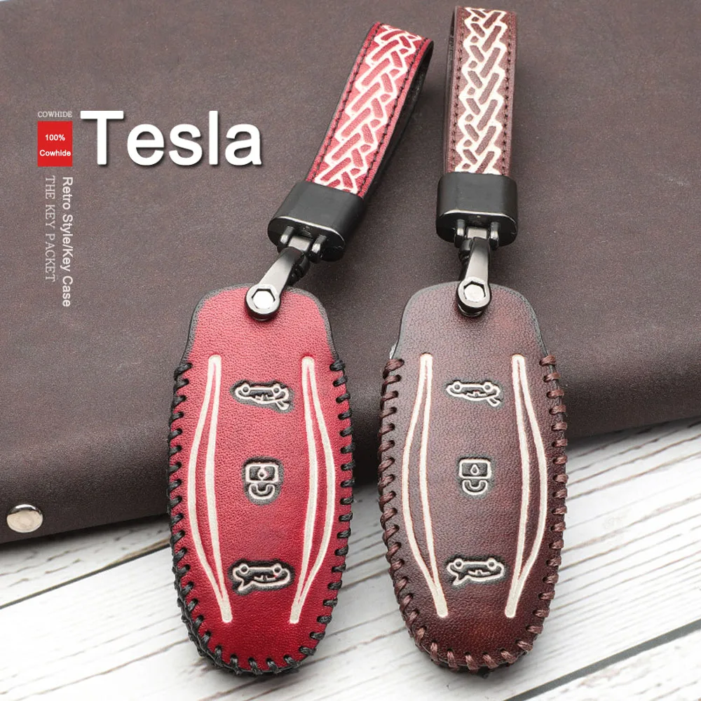 

For Tesla Model X Model S Smart Key Fob Cover Case Protector Keychain Creative Pendant Protective Cover Car Key Pouch