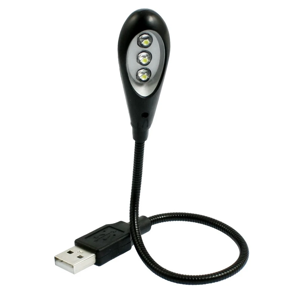Black Shell Flexible Gooseneck White 3 LED ULight Lamp-in
