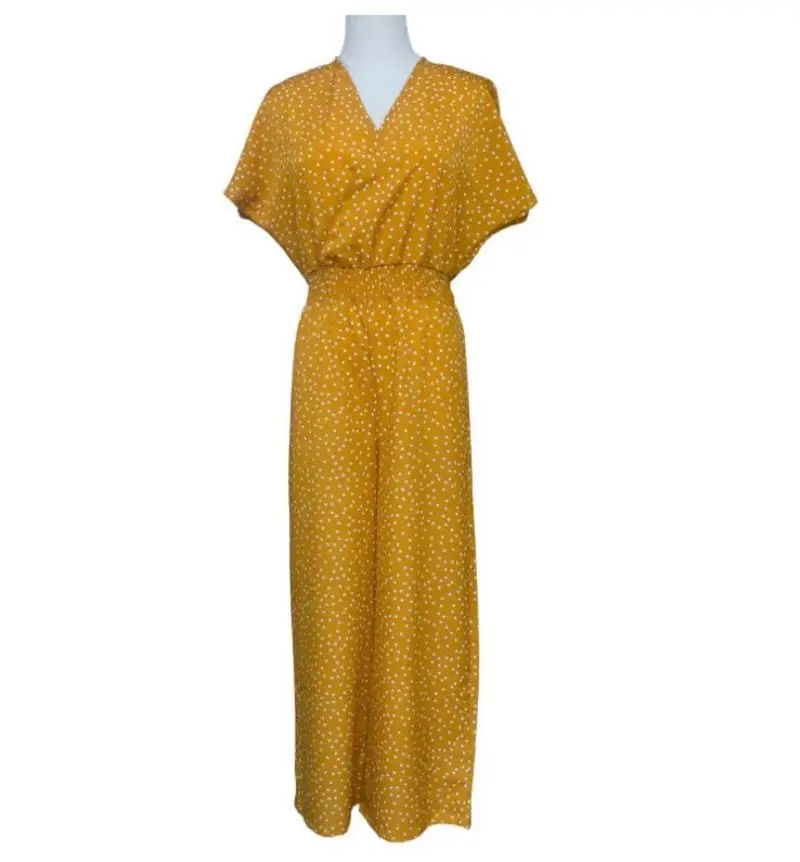Female Boho Elastic Waist Casual Loose Nine-point Print Jumpsuit Womens Polka Dot Romper Ladies Summer Holiday Wide Leg Jumpsuit Female Boho Elastic Waist Casual Loose Nine-point Print Jumpsuit Womens Polka Dot Romper Ladies Summer Holiday Wide Leg Jumpsuit