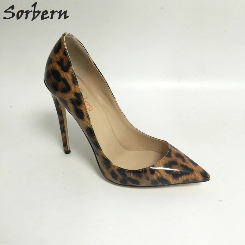 

Sorbern Multi-color Leopard Pointed Toe Women Pumps 12cm Stilettos High Heels Slip On Shoes For Women Size 34-46 Custom Color