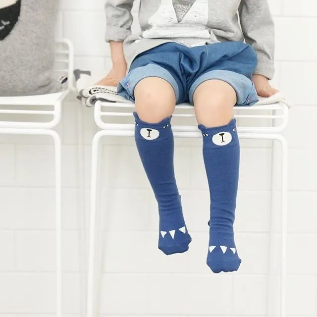 Носки с рисунком медведя для мальчиков и девочек, детские хлопковые носки из чесаного хлопка 10 пара/лот