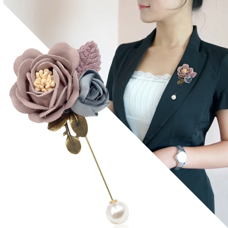 

i-Remiel Korean Fashion New Fabric Flower Brooch Pin Shawl Pins for Women Cloth Art Lapel Corsage Badge Shirt Collar Accessories