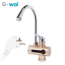 GWAI EU штекер Tankless мгновенный кран Золотой водонагреватель Мгновенный водонагреватель кран кухня горячая вода нагревательный кран со светодиодный ными огнями
