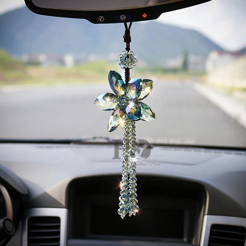 H&D Crystal Color Flower Interior Accessories Car Charms Pendants For