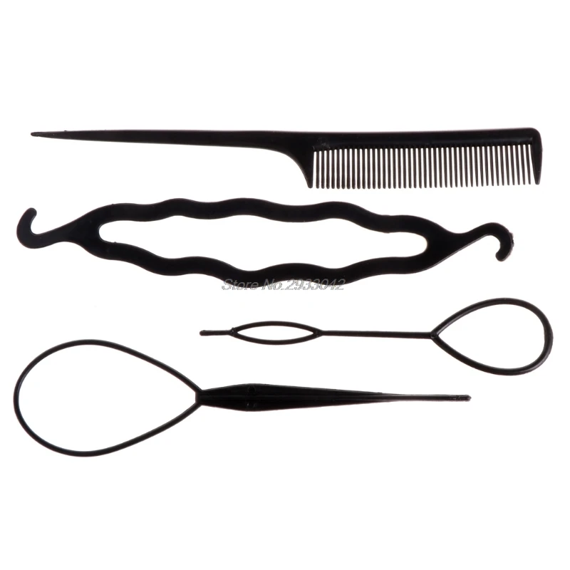 

4 Pcs/Set Hair Styling Clip Bun Donut Twist Braid Ponytail Maker DIY Comb Tools Hair Decorations -W128