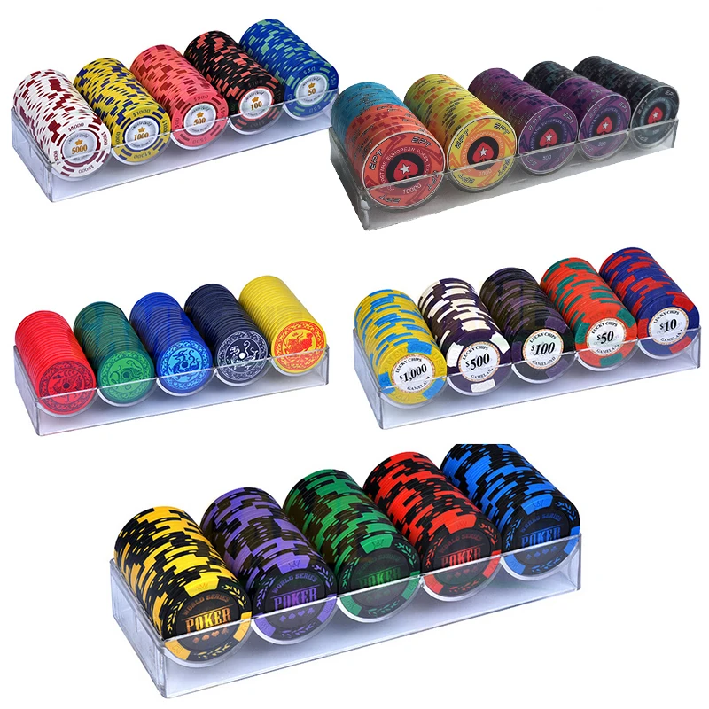 100PCS Poker Chips Set with Box Clay/Ceramic Poker Chips Sets Texas