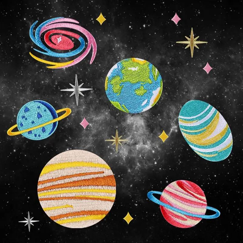 

16PCS Mixed Planet Stars Embroidered Patches Saturn Space Sew Iron On Badge For Bag Jeans Hat Appliques DIY Handwork Sticker