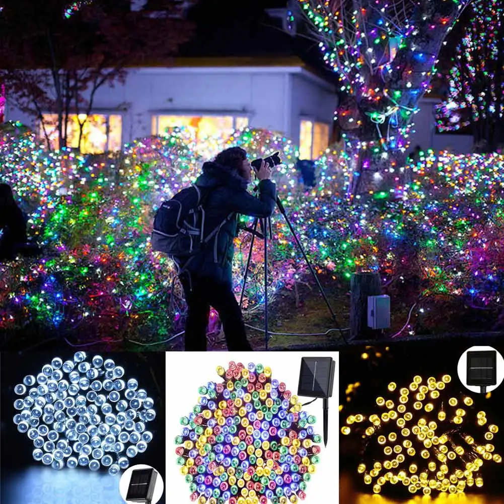 

39ft Solar Light Strings Outdoor Waterproof Christmas Lamp For Home Lawn Garden Party Festival Decoration @8 JD9 WWO66