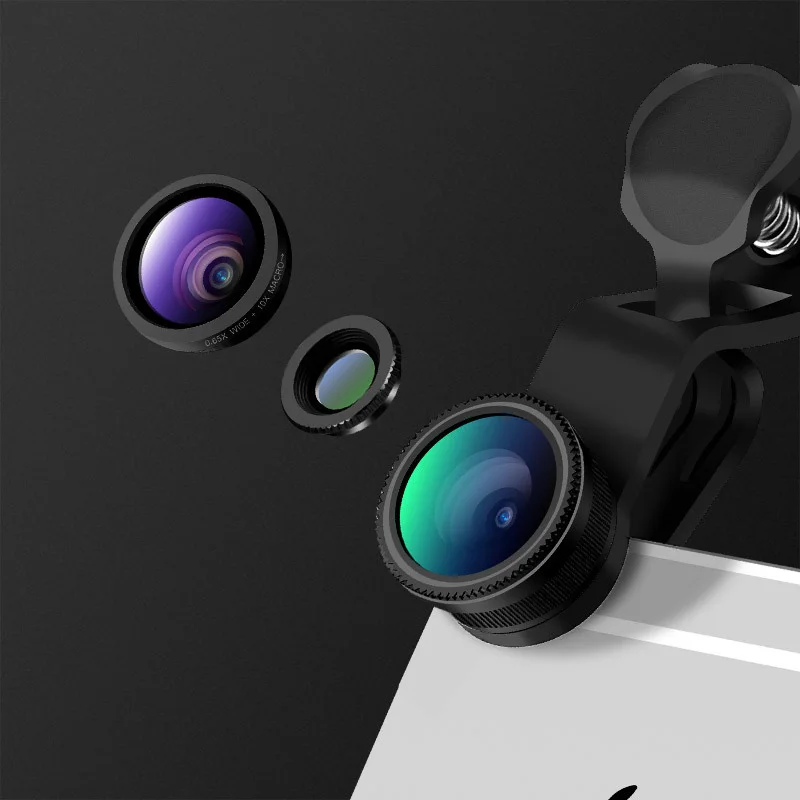 

Mobile Phone Lens 3in1 Kit Universal Clip Smartphone Camera Lenses Wide Angle Macro Fish Eye for IPhone 7 6 Smart Samsung Phone