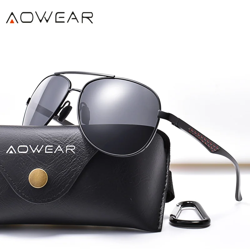 Брендовые дизайнерские солнцезащитные очки AOWEAR 2019 Мужские поляризационные Большие зеркальные авиаторы для